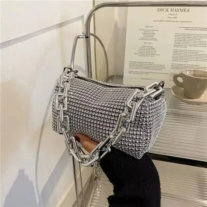 Rhinestone Bucket Bag, Mini Crossbody