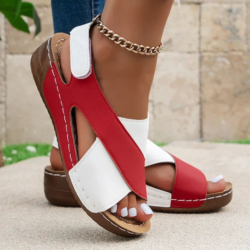 Peep-Toe Wedge Heel Sandals