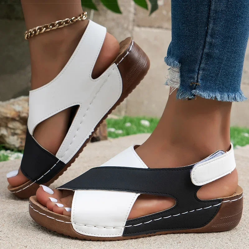 Peep-Toe Wedge Heel Sandals