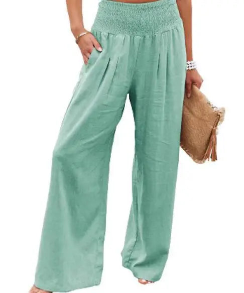 Drawstring Wide-Leg Beach Pants