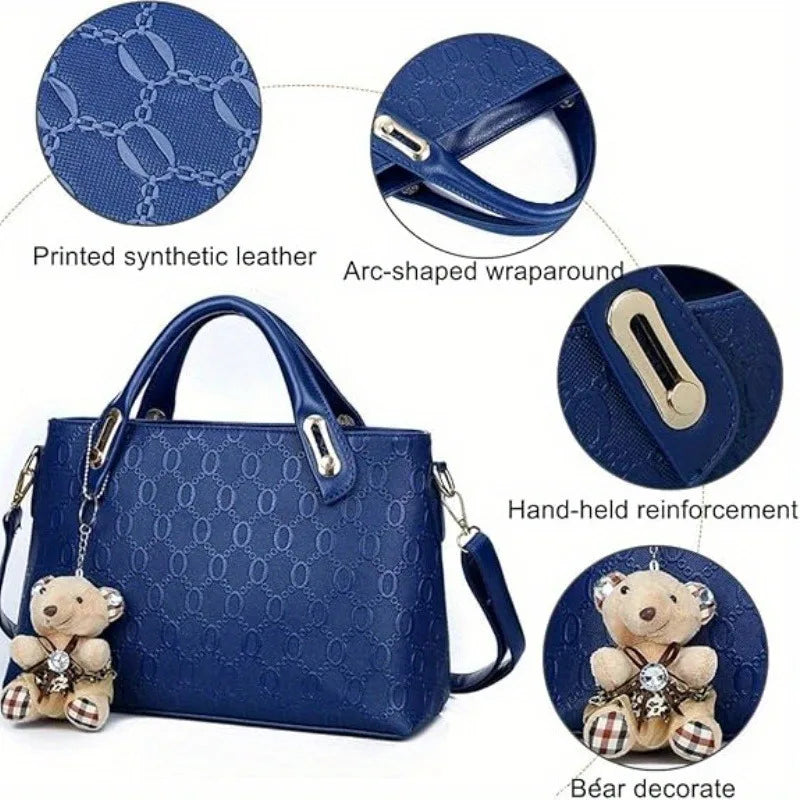 4-Piece Handbag Set with Wallet & Card Holder