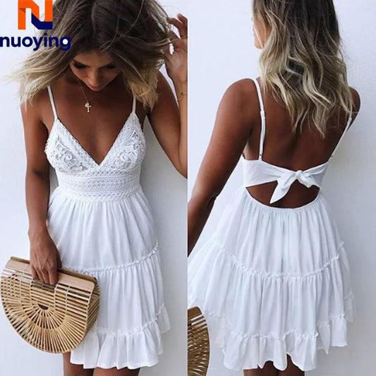 Lace Spaghetti-Strap Mini Dress