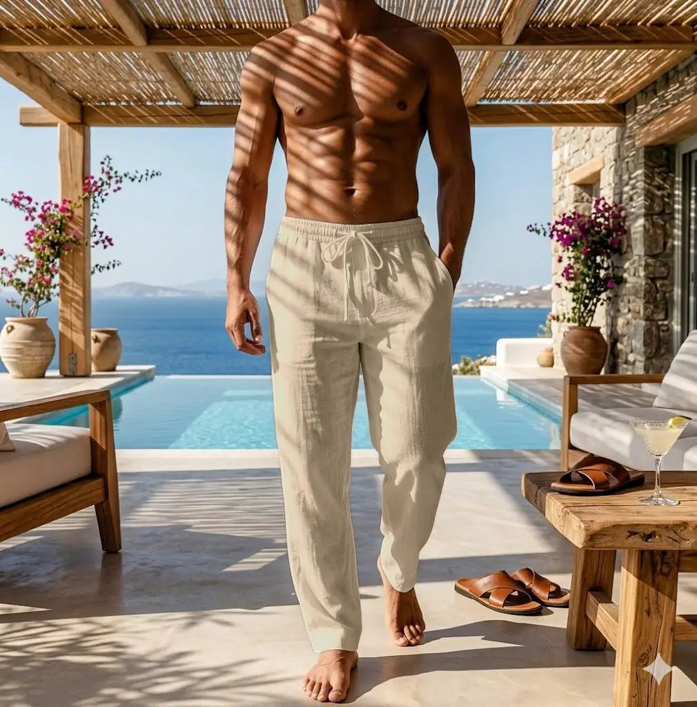 Lightweight Linen Trousers, Drawstring