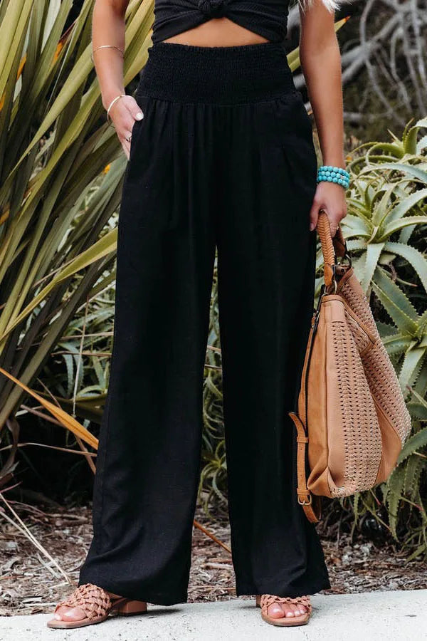 Drawstring Wide-Leg Beach Pants