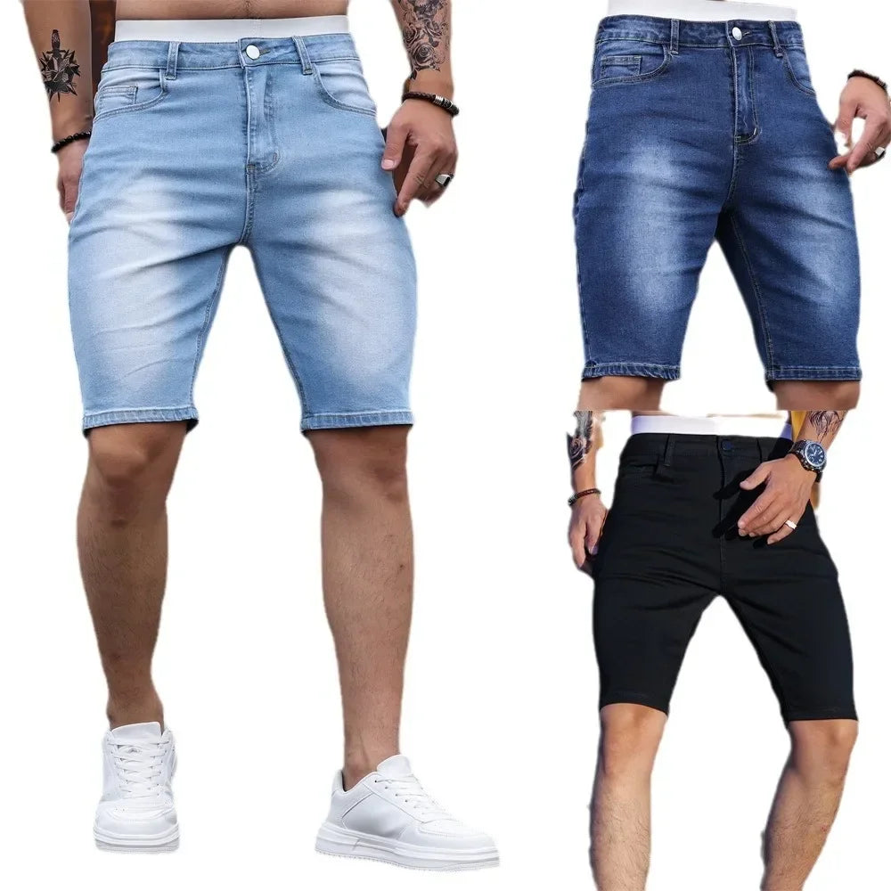 Stretch Washed Denim Shorts
