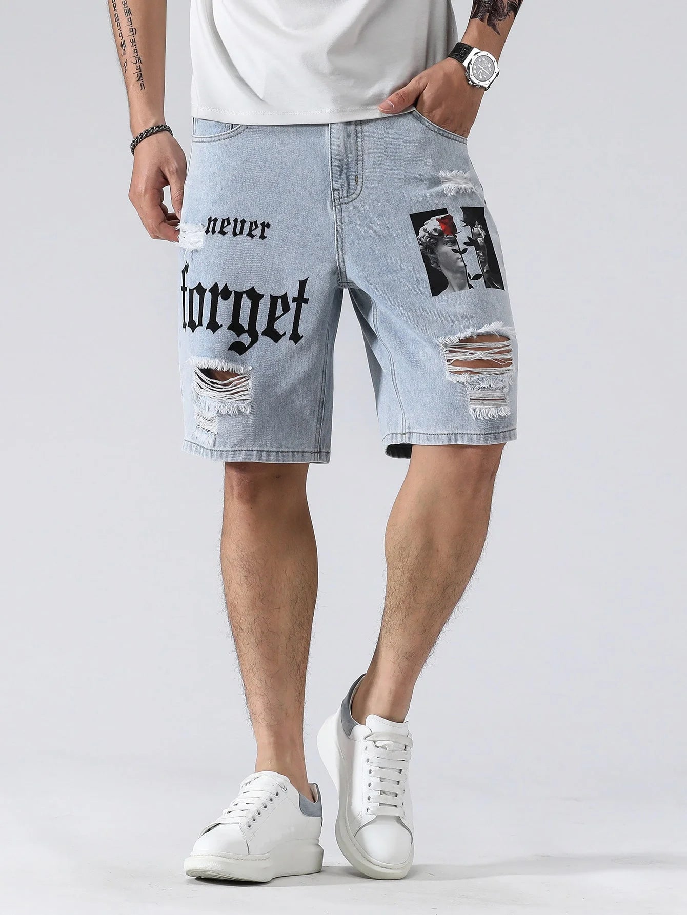 Stretch Denim Shorts, Streetwear Fit