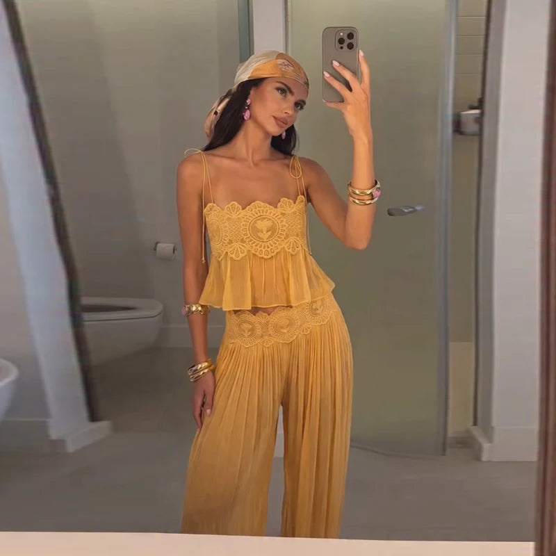 Lace Crop Top & Maxi Skirt 2-Piece Set