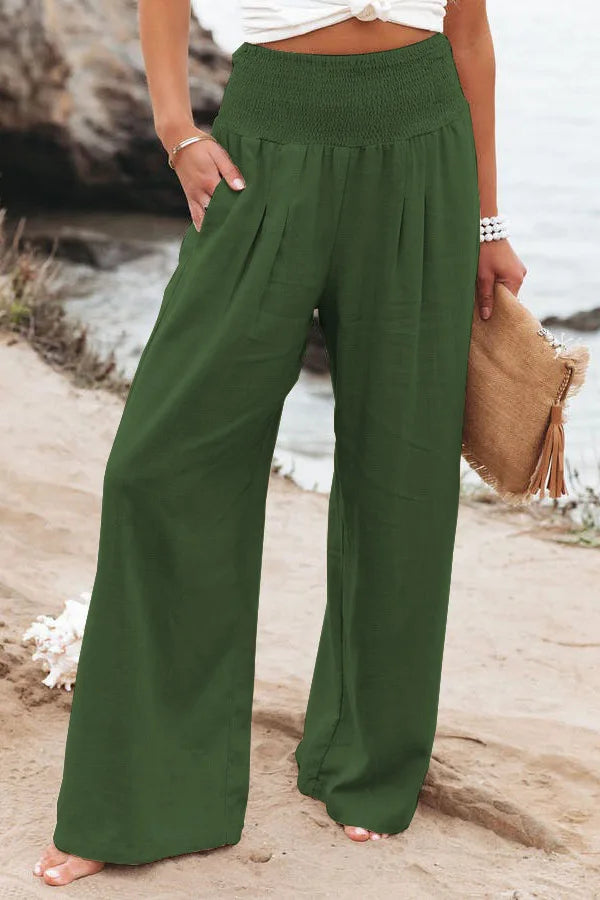 Drawstring Wide-Leg Beach Pants