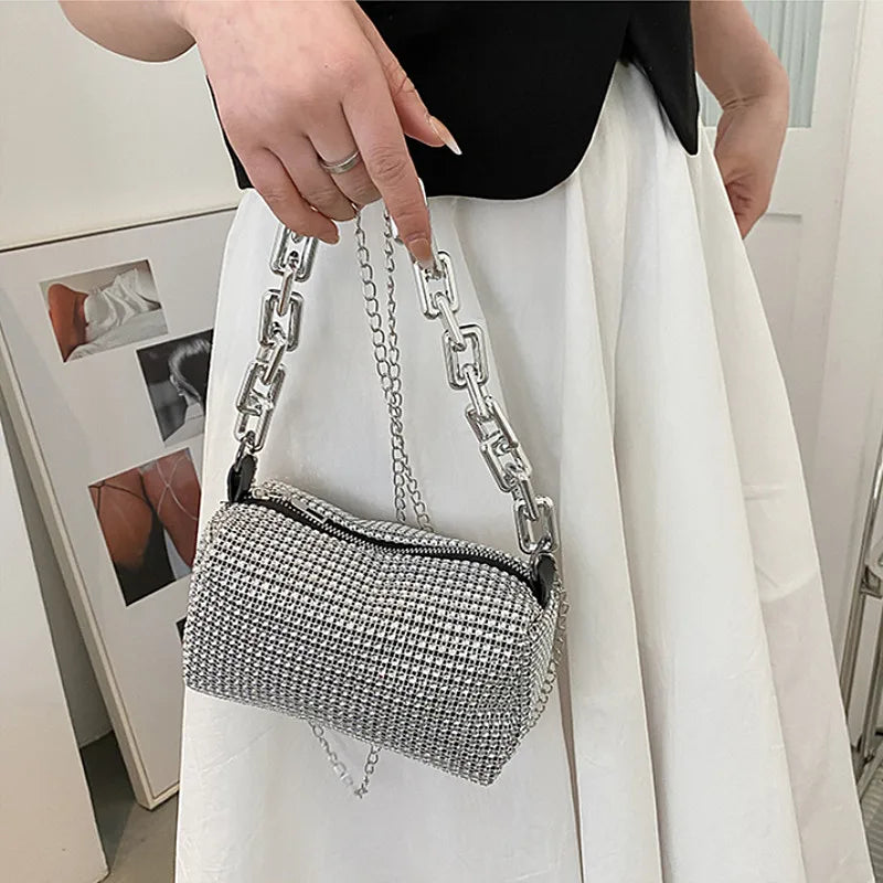 Rhinestone Bucket Bag, Mini Crossbody