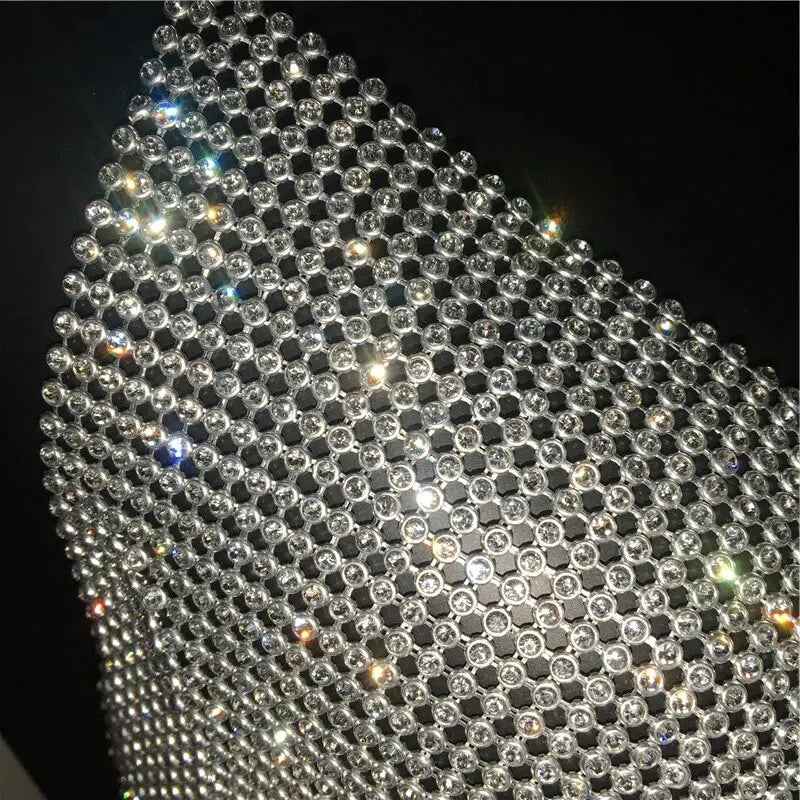 Rhinestone Backless Party Crop Top