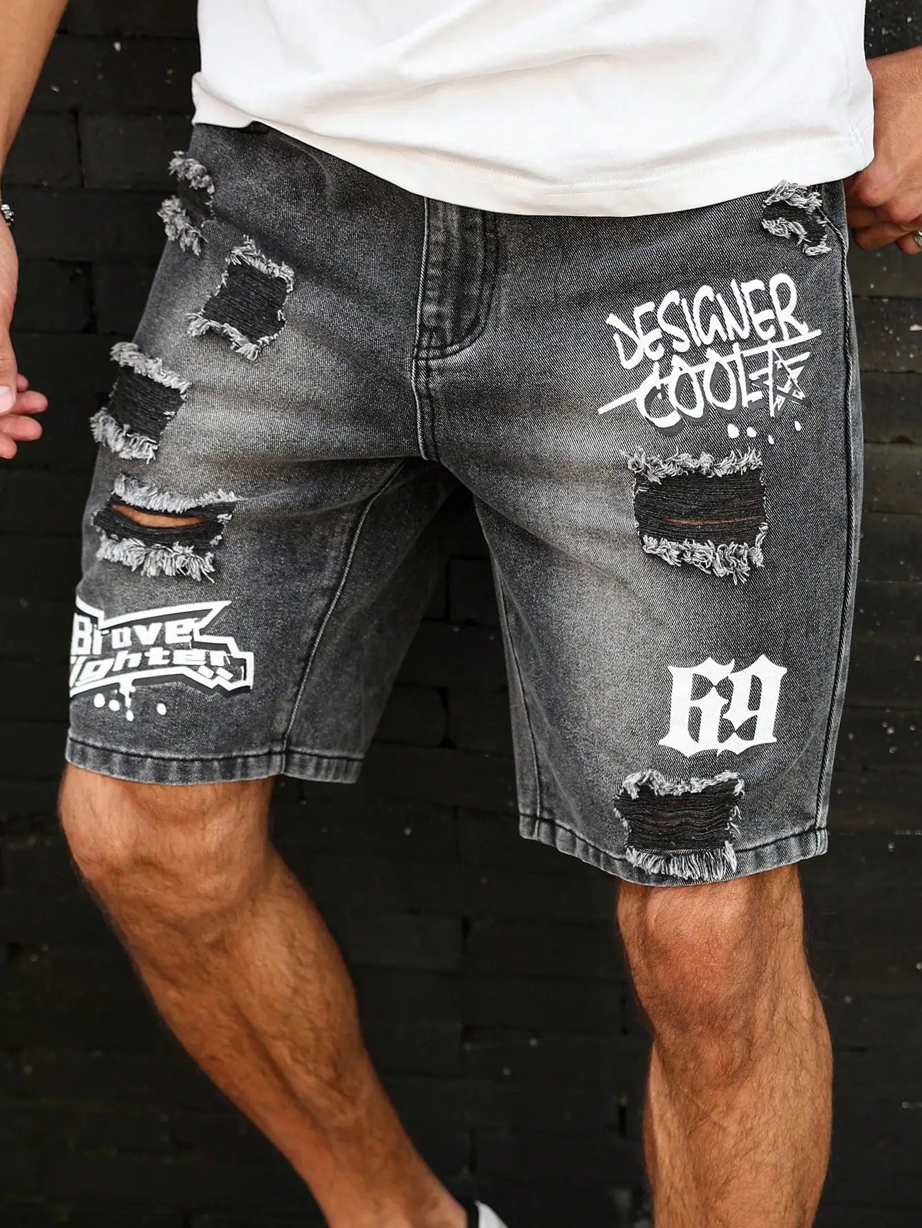 Distressed Denim Shorts, Mid-Rise