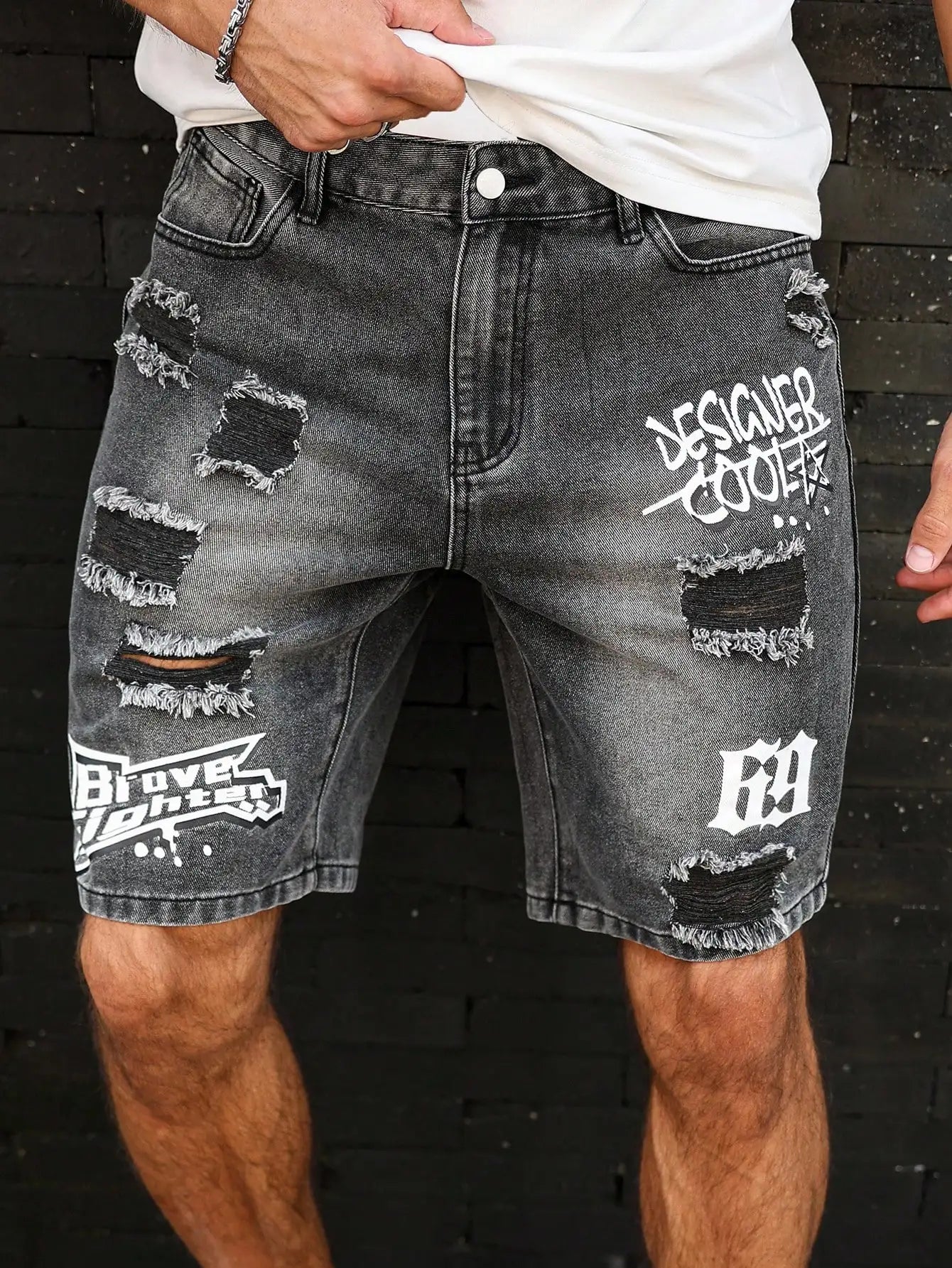 Distressed Denim Shorts, Mid-Rise