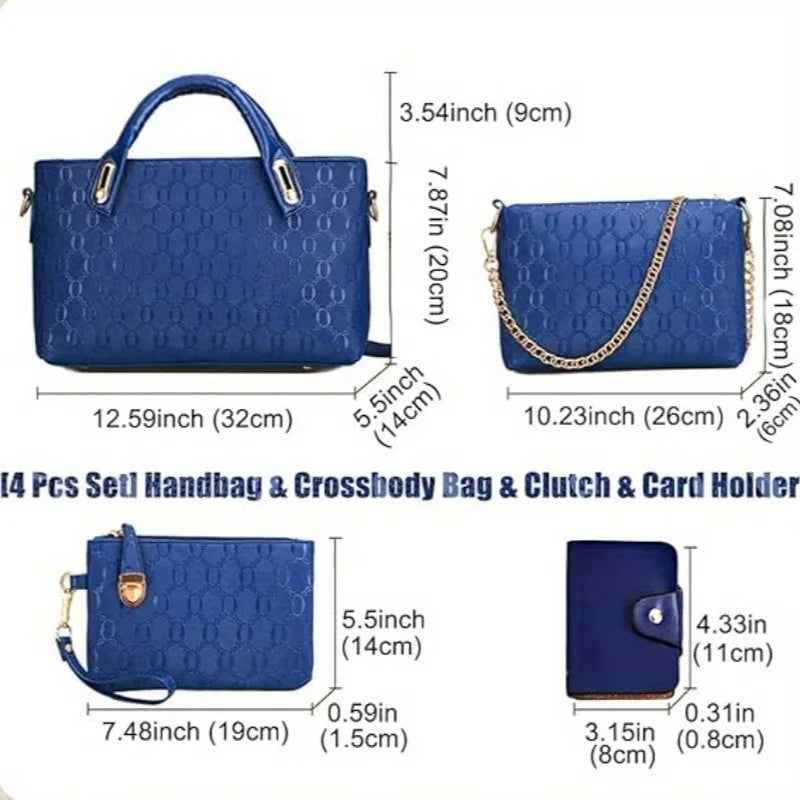 4-Piece Handbag Set with Wallet & Card Holder