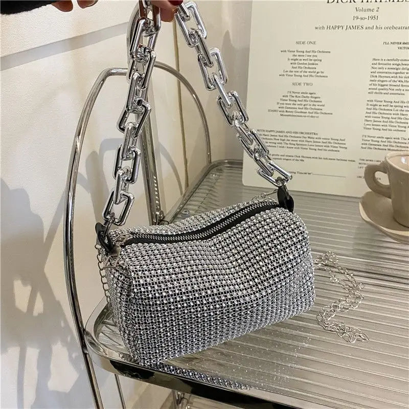 Rhinestone Bucket Bag, Mini Crossbody