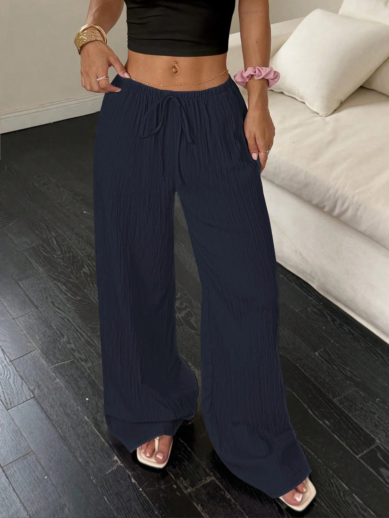 Bohemian Pleated Wide-Leg Pants