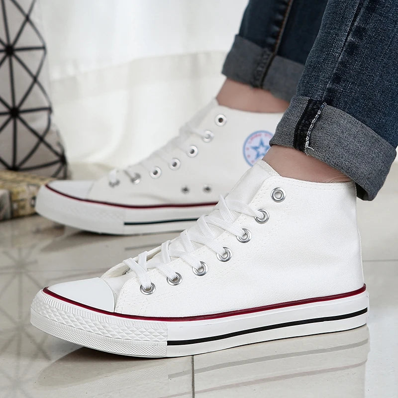 High-Top Leather Sneakers, Non-Slip