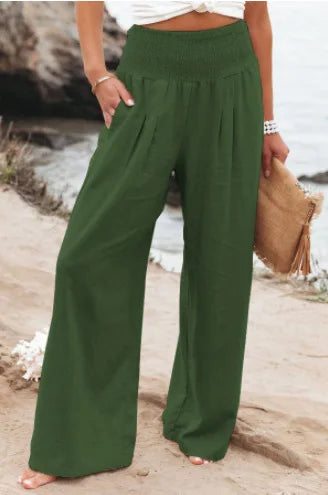 Drawstring Wide-Leg Beach Pants