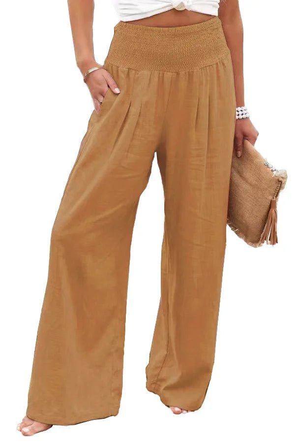 Drawstring Wide-Leg Beach Pants