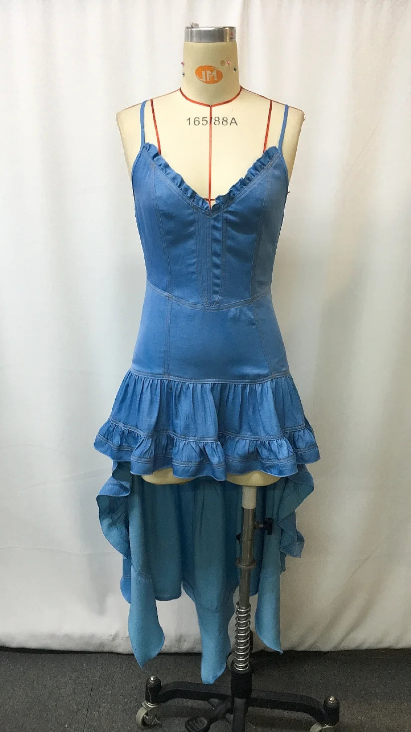 Denim Western Midi Flare Dress
