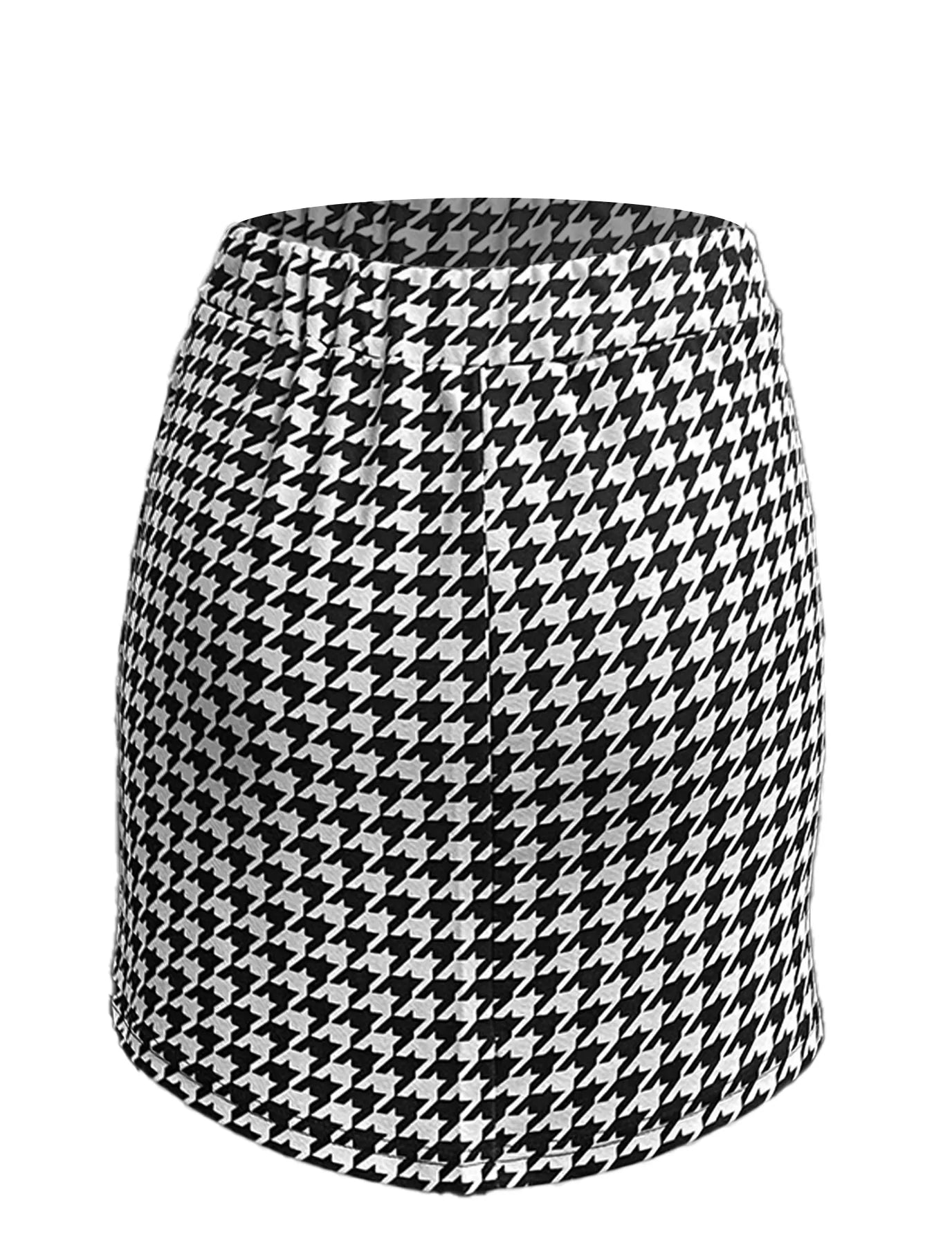 Elastic Waist Mini Skirt, Plaid