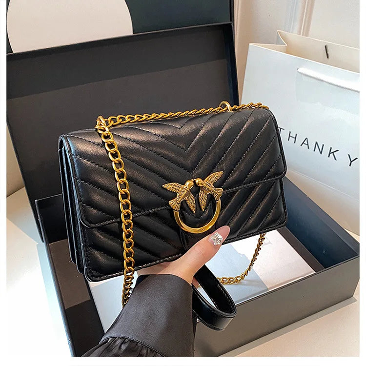 Embroidered Mini Chain Crossbody Bag