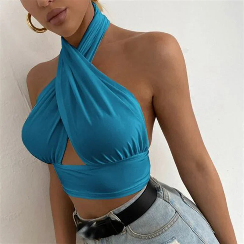 Y2K Halter Backless Tank Top