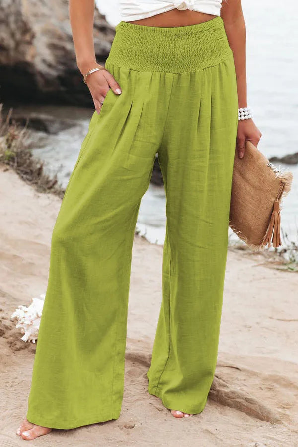 Drawstring Wide-Leg Beach Pants