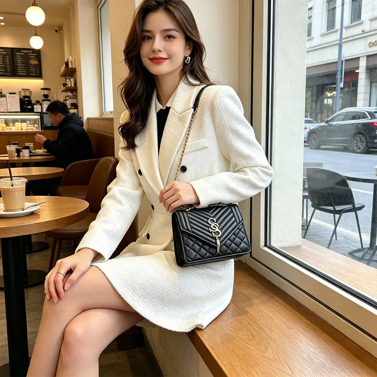 Quilted Chain Crossbody Bag, Argyle