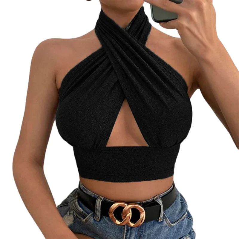 Y2K Halter Backless Tank Top