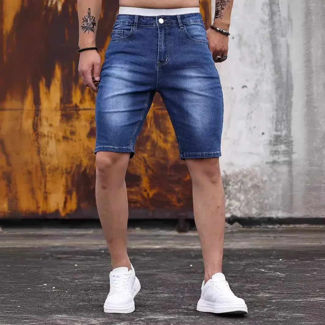 Stretch Washed Denim Shorts