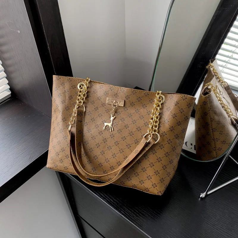 Soft Leather Tote Bag, Large Capacity