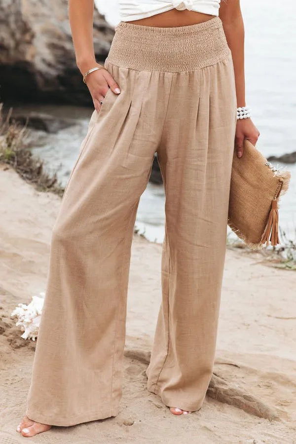 Drawstring Wide-Leg Beach Pants