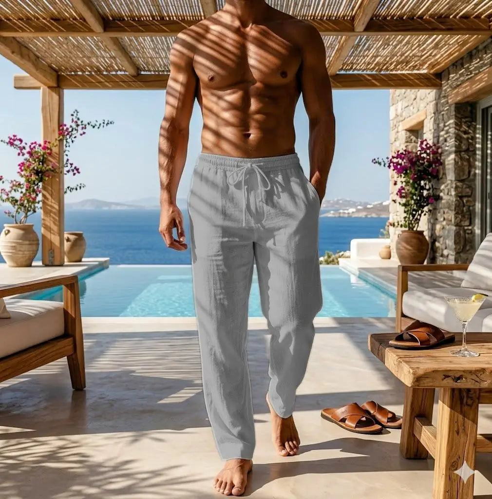 Lightweight Linen Trousers, Drawstring