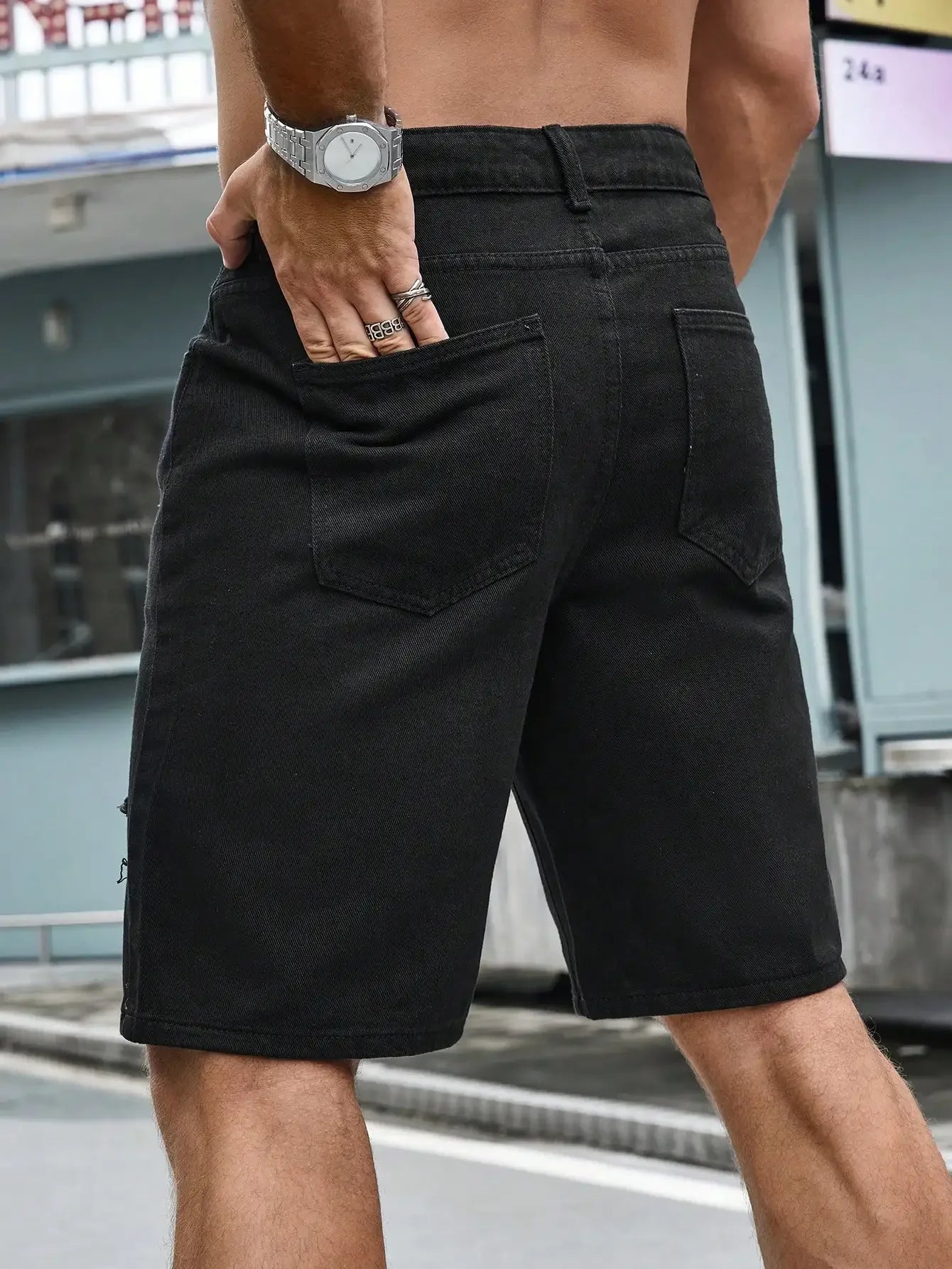 Stretch Denim Shorts, Streetwear Fit