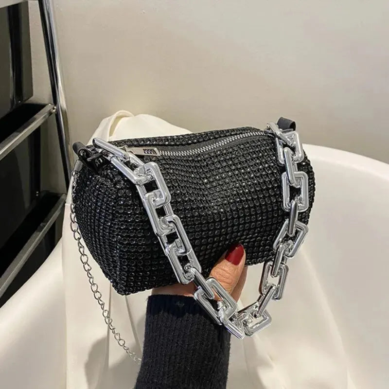 Rhinestone Bucket Bag, Mini Crossbody