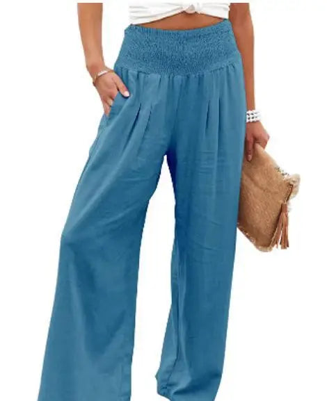 Drawstring Wide-Leg Beach Pants