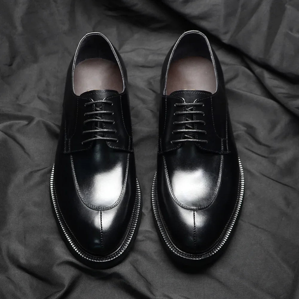 Genuine Leather Oxford Dress Shoes, Black