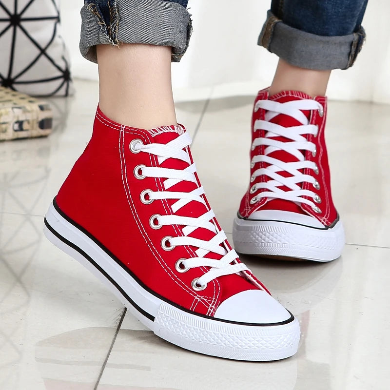 High-Top Leather Sneakers, Non-Slip
