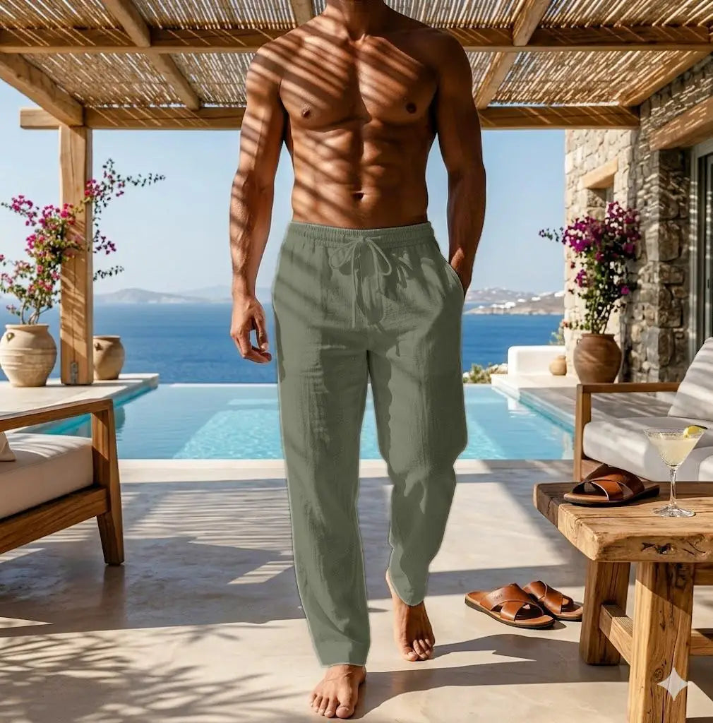 Lightweight Linen Trousers, Drawstring