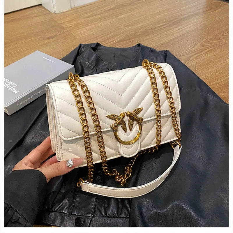 Embroidered Mini Chain Crossbody Bag
