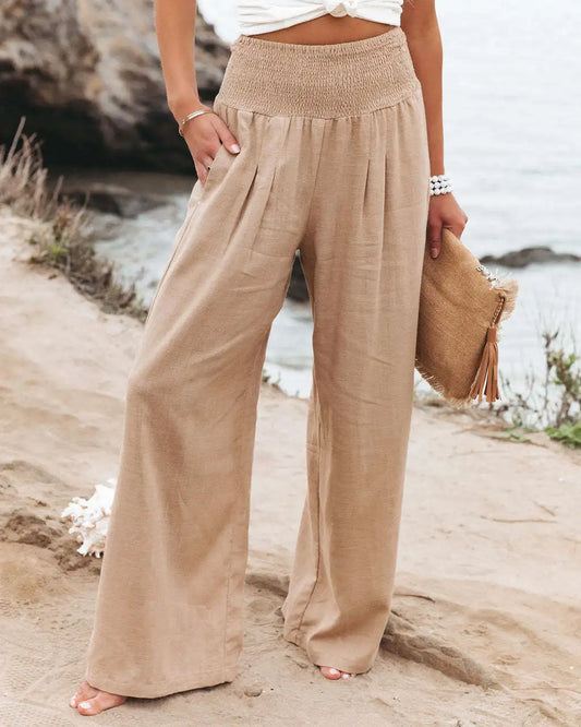 Drawstring Wide-Leg Beach Pants