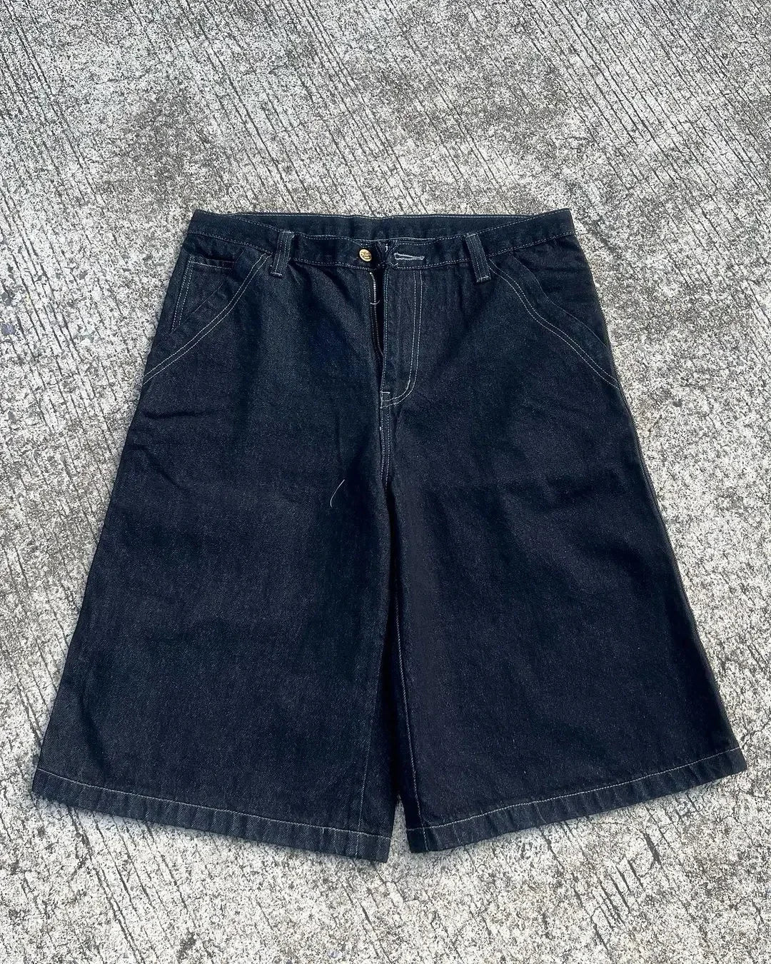 Oversized Embroidered Denim Shorts