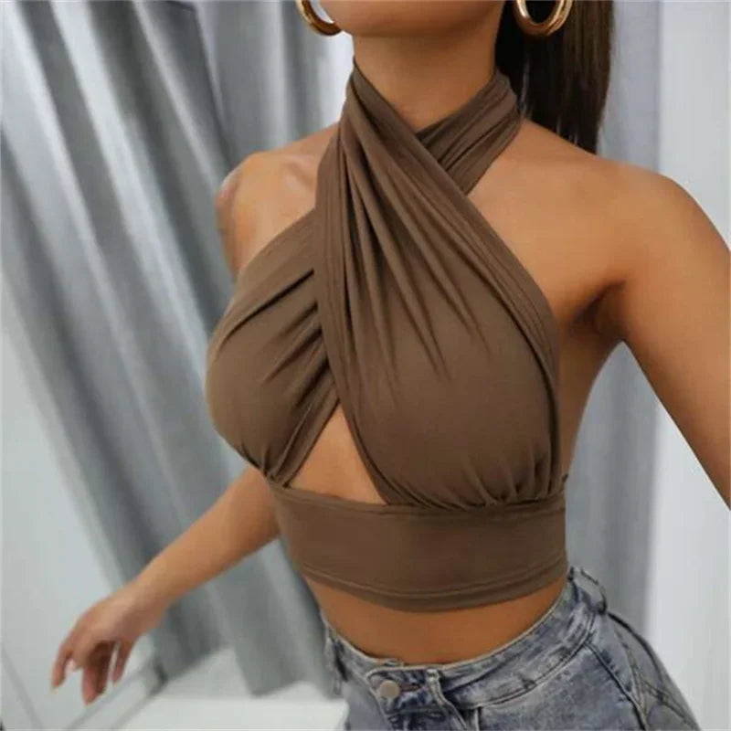 Y2K Halter Backless Tank Top