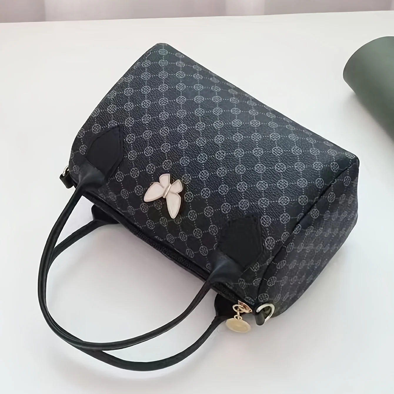 Printed Boston Bag, Butterfly Print