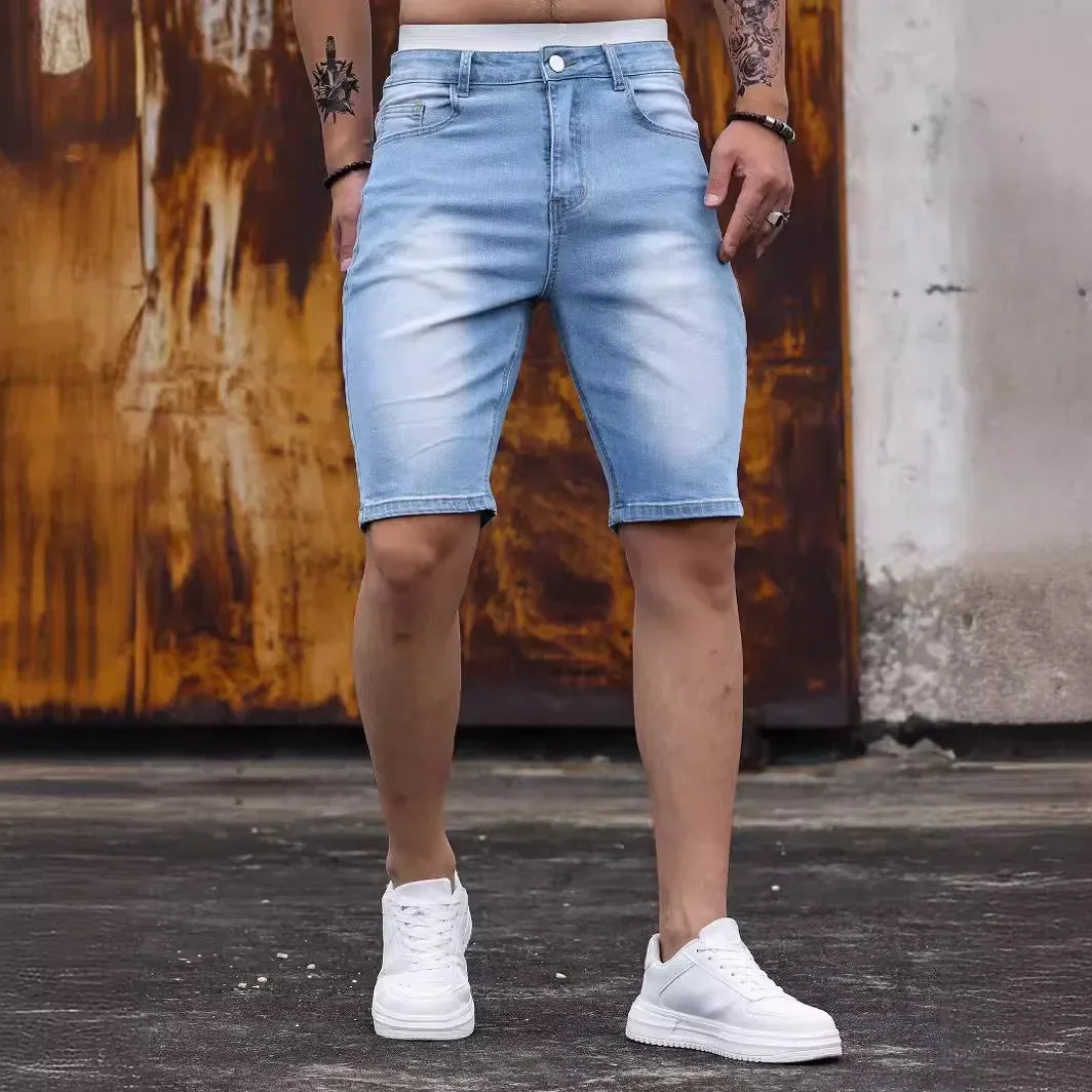 Stretch Washed Denim Shorts