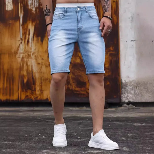 Stretch Washed Denim Shorts