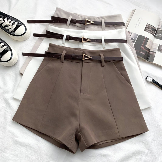 A-Line High-Waist Shorts with Belt