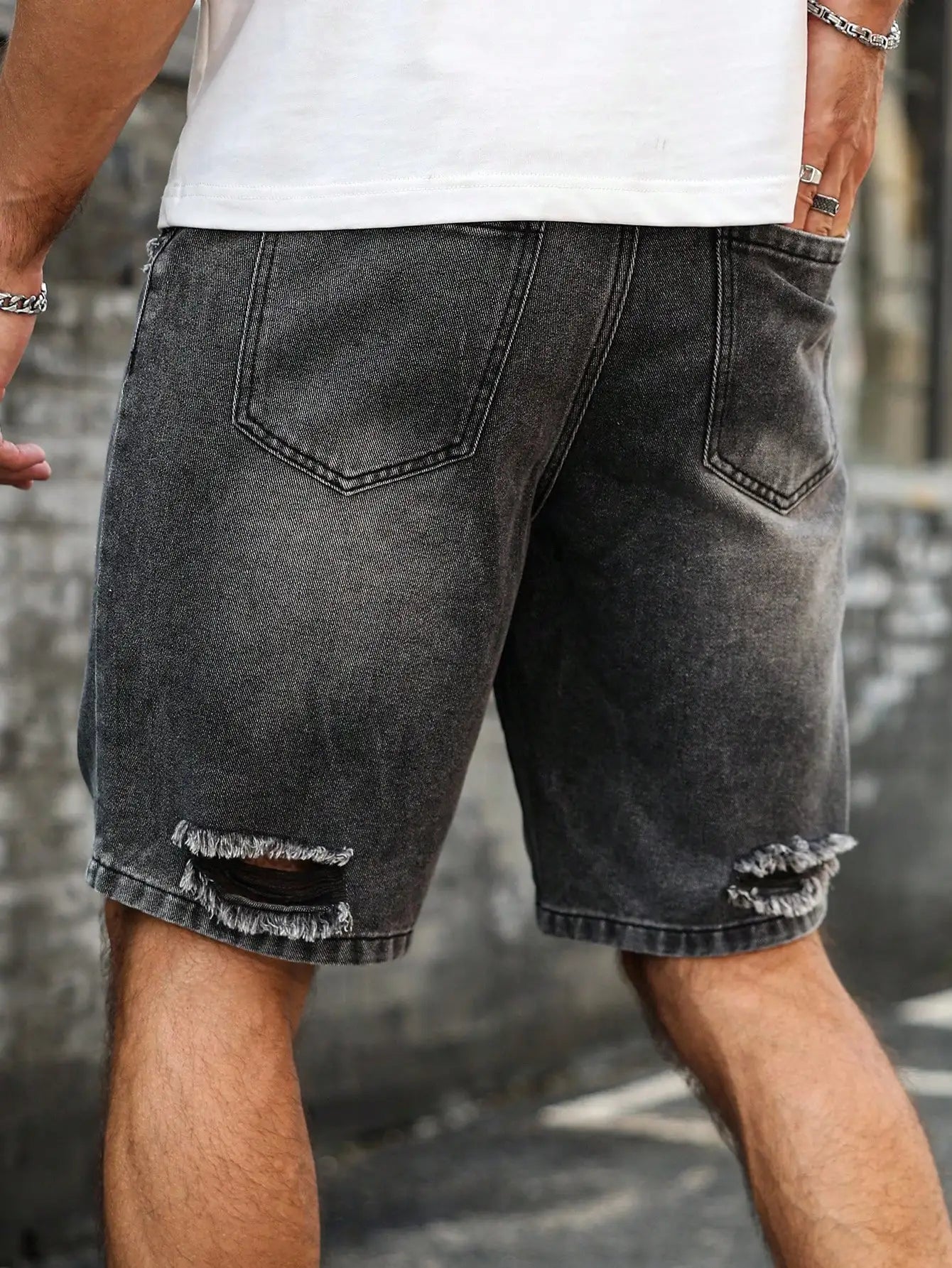 Distressed Denim Shorts, Mid-Rise