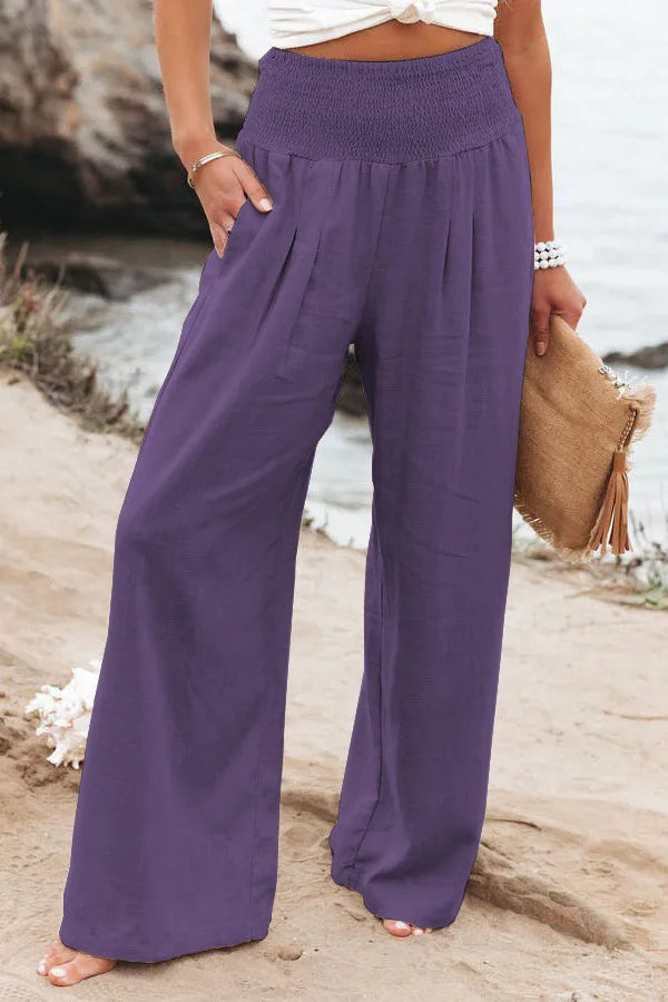 Drawstring Wide-Leg Beach Pants