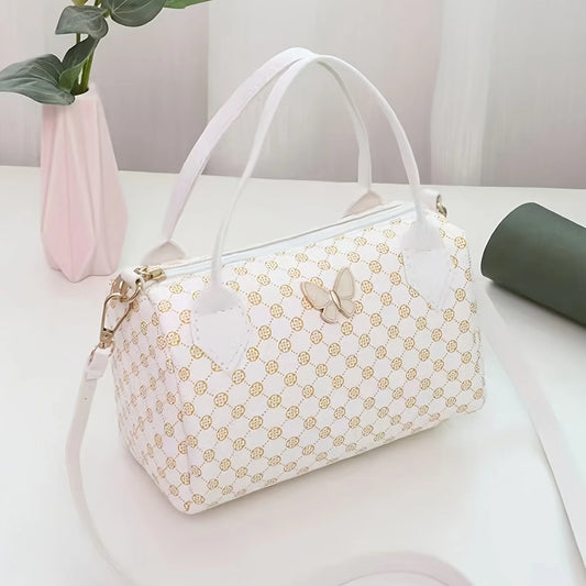 Printed Boston Bag, Butterfly Print